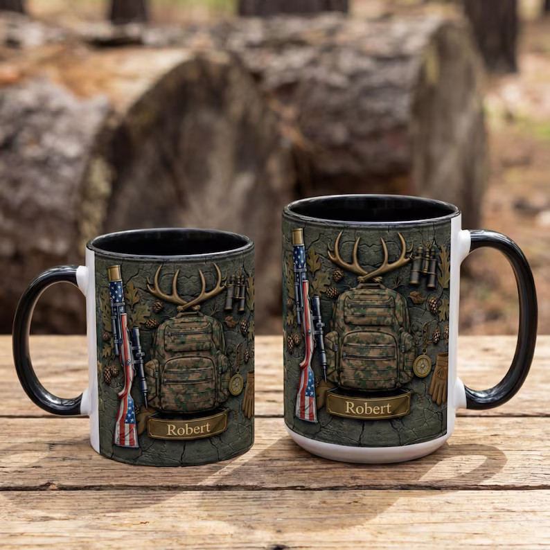 Personalized Name Hunting Mug Custom Hunter Gift Coffee Cup Deer