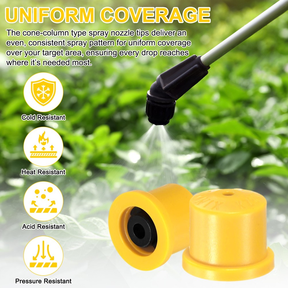 10-Pack Plastic Hollow Cone Sprayer Nozzle Tips [Yellow, 1.7mm Pore]