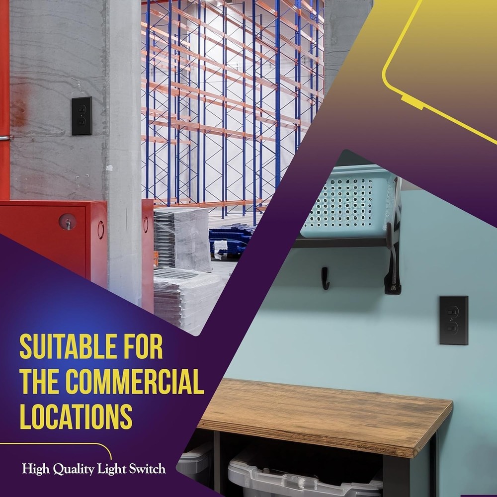 Duplex Double Toggle Light Switch, Single Pole, Side Wiring, Copper Wire Only,