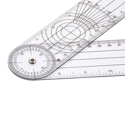 Clear Plastic Goniometer Can Rotate 360 Degree 7'' Arms, Quick Angle