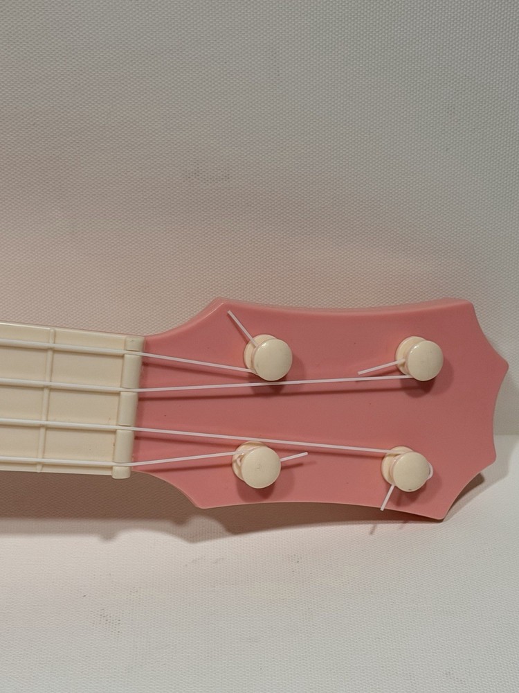 Pink Ukulele With Music Theme Decorations Includes Pick 21” Long Great Condition