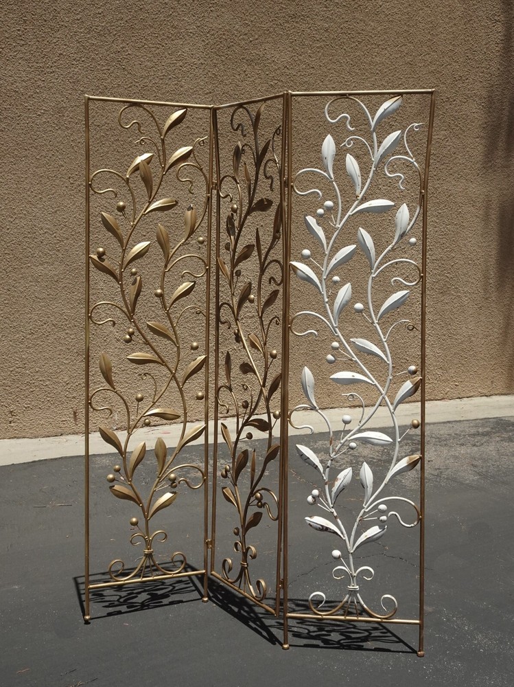 Vintage 68" Tall Floral Three Panel Folding Screen