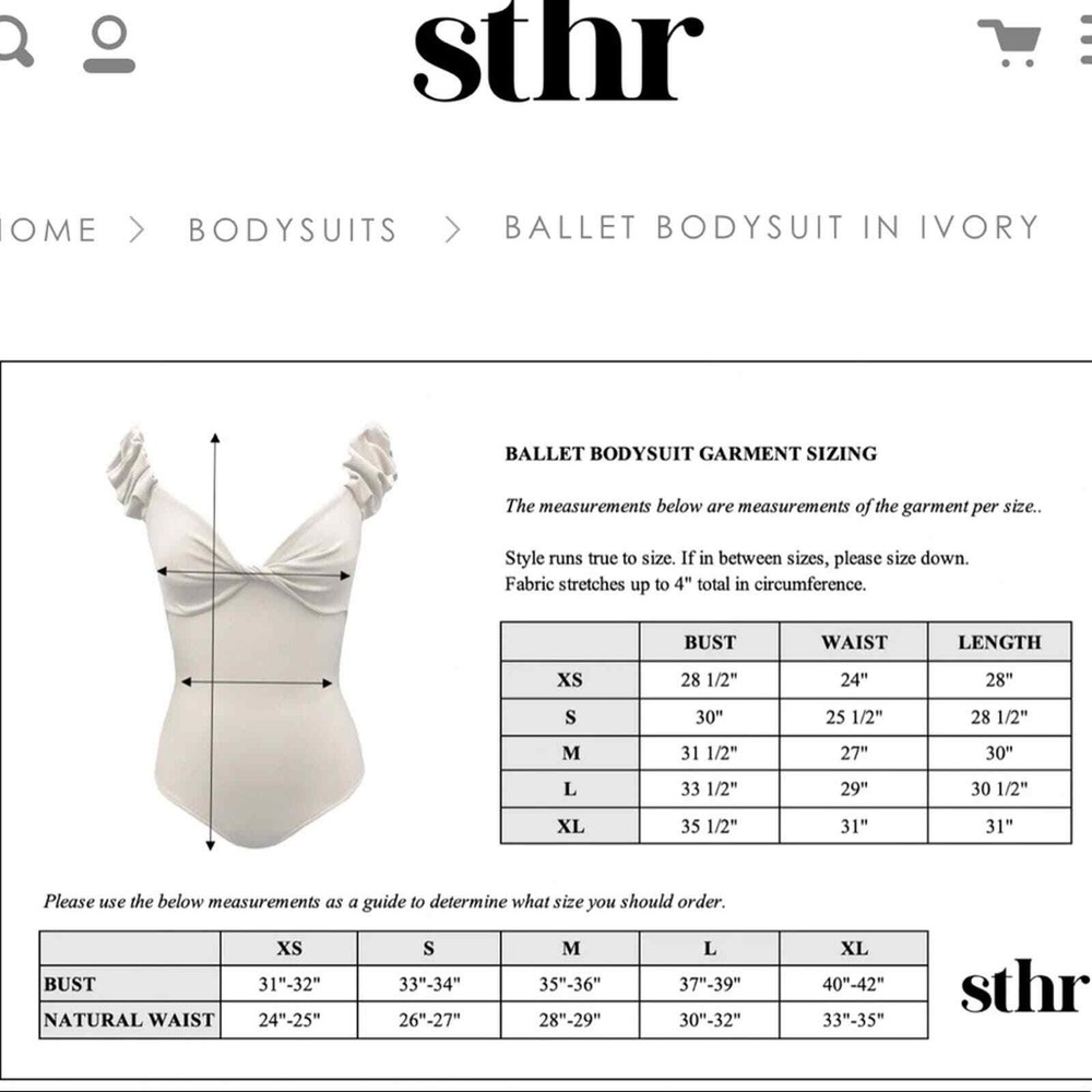 sthr Ballet Bodysuit in Ivory size Large