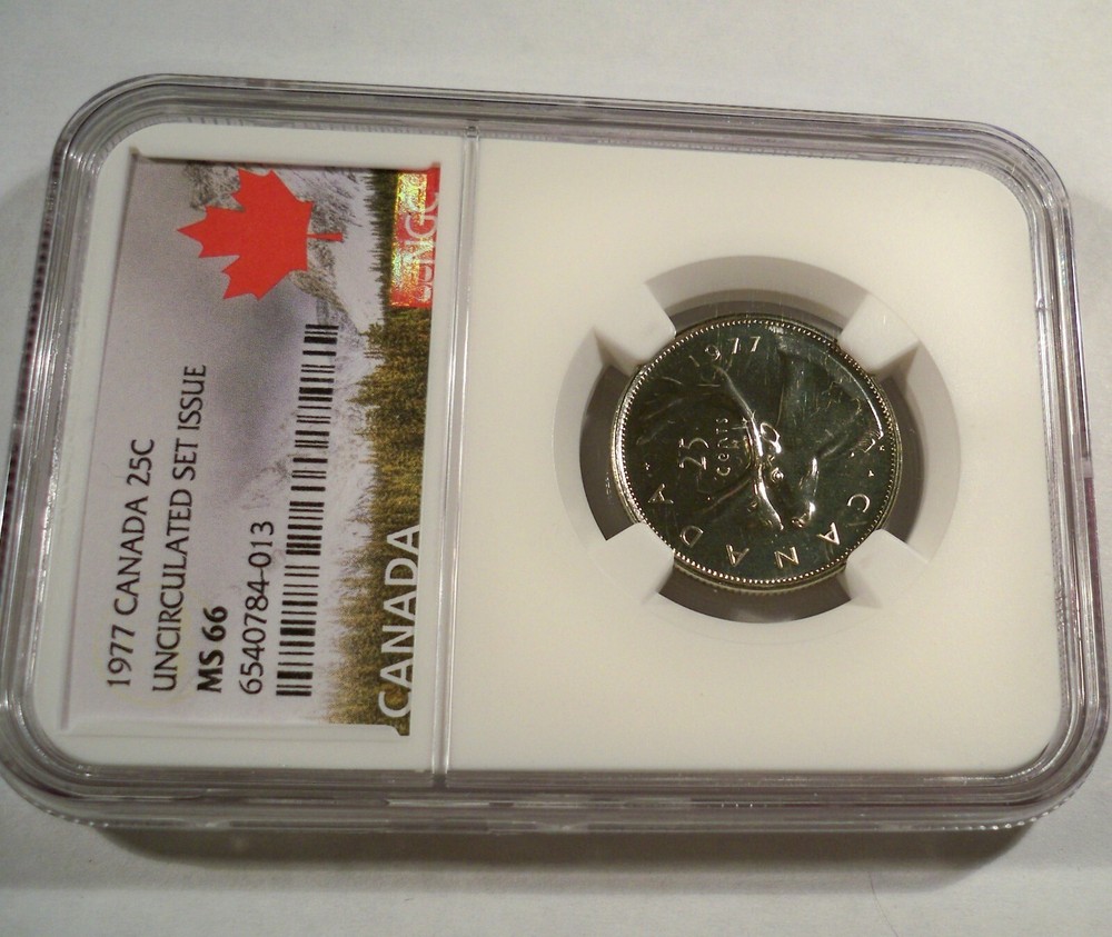 1977 CANADA 25c NGC MS 66 QUARTER NO TONE