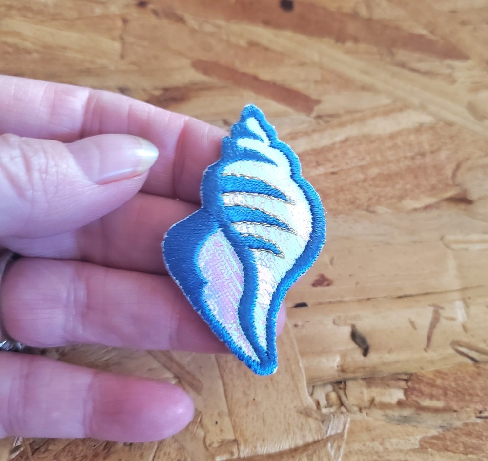 Seashell - Beach - Conch Shell Iron on Patch - Summer Crafts
