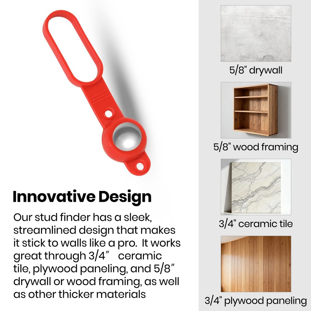 (2-Pack) Magnetic Stud Finder - 27 lbs of Pull Power Stud Ball, Detects Nails...