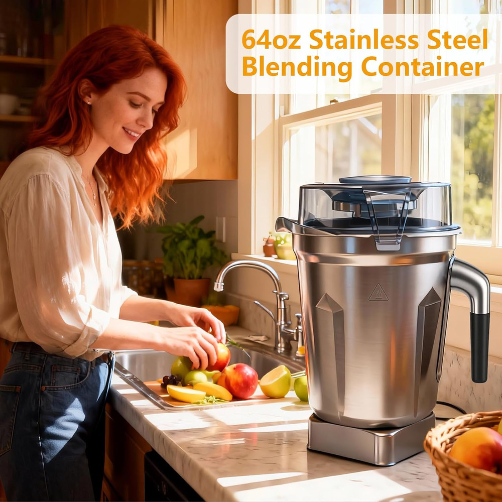 Built-In Chip 64Oz Stainless Steel Container Blender Pitcher, Replacement Jar Co