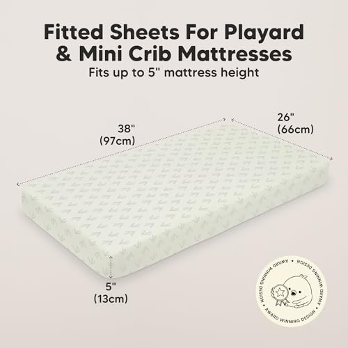 2-Pack Mini Crib Sheets Fitted - 38x26 Pack N Play Sheets for Pack and Fleur