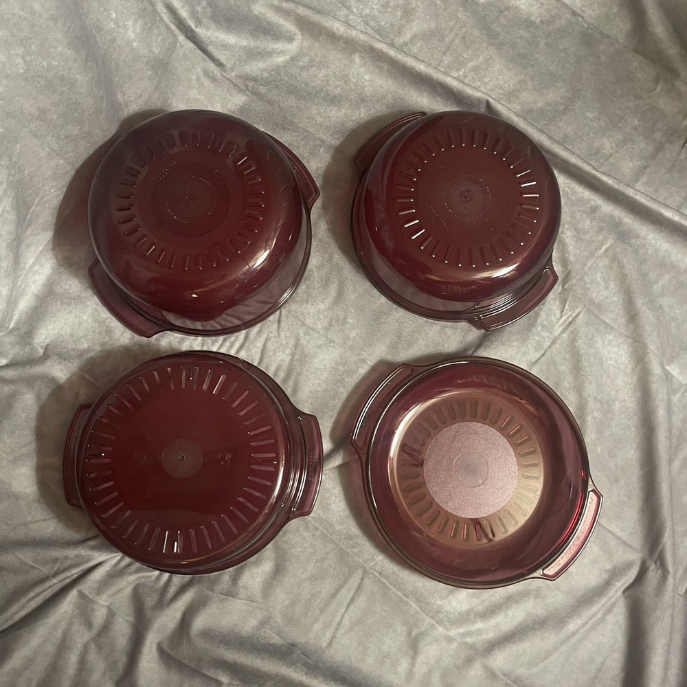 Tupperware Tupperwave 6 Pc Set + 2 Cookbooks Microwave Stack Cooker Cranberry