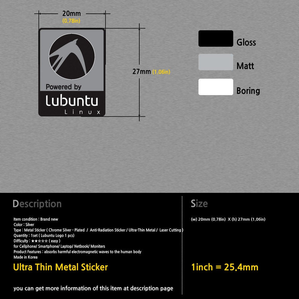 Powered by Lubuntu Linux Metal Decal Sticker