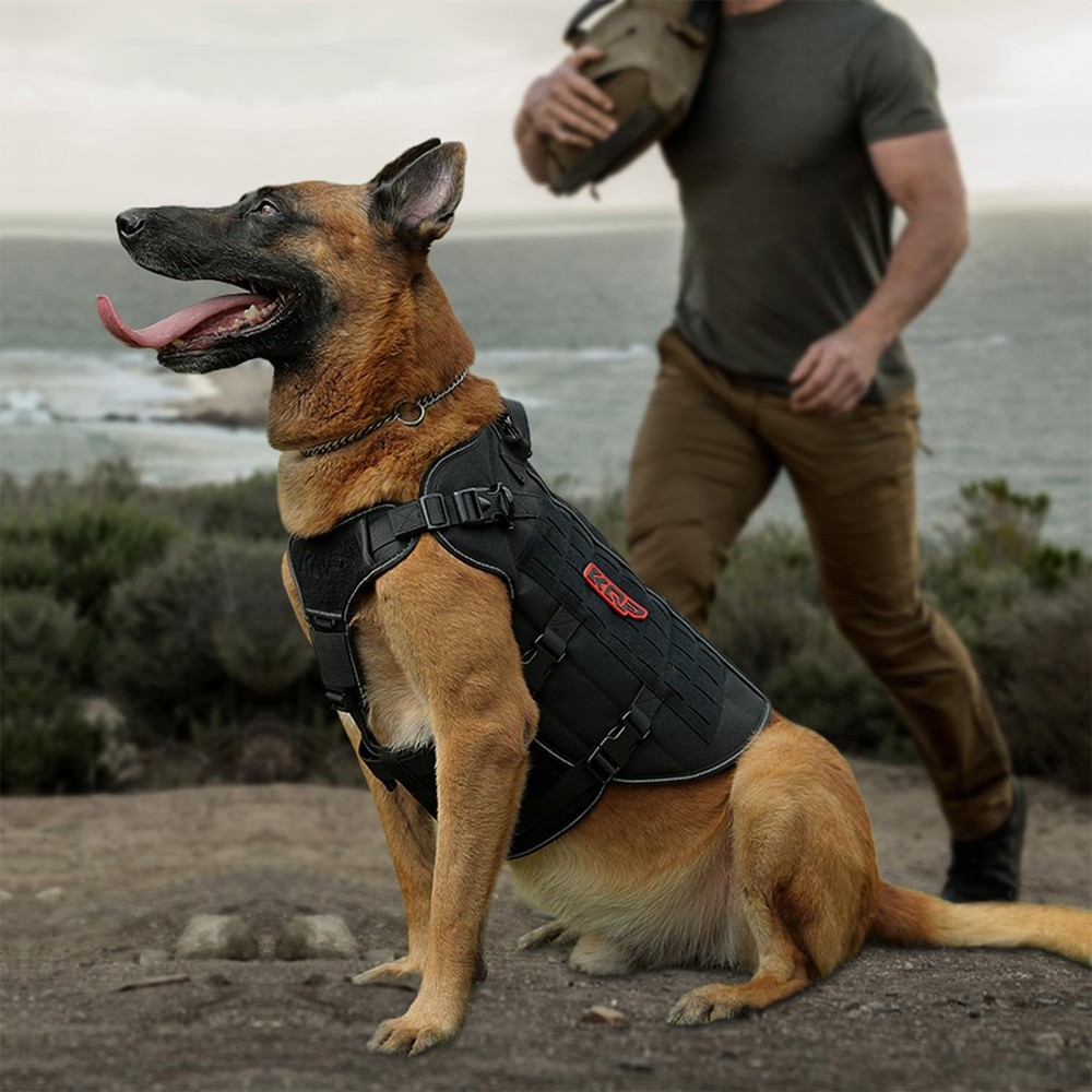 KQP Tactical Dog Harness - No Pull - X-Large, METAL Black