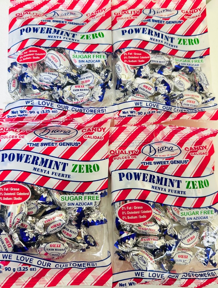 4-Pack Diana Power Mints Zero SUGAR-FREE - 3.25 oz.