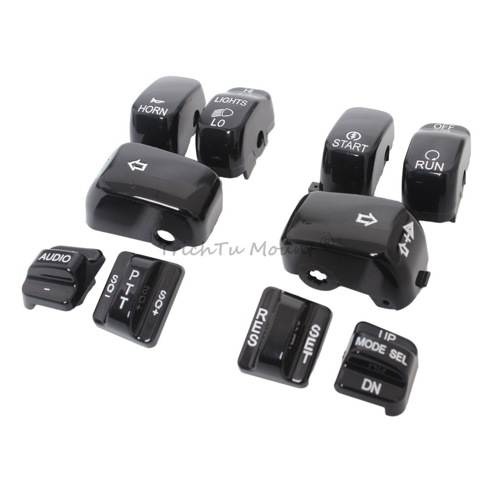 Black Hand Control Switch Button Caps For Harley Electra Glide FLHTCU 1996-2013