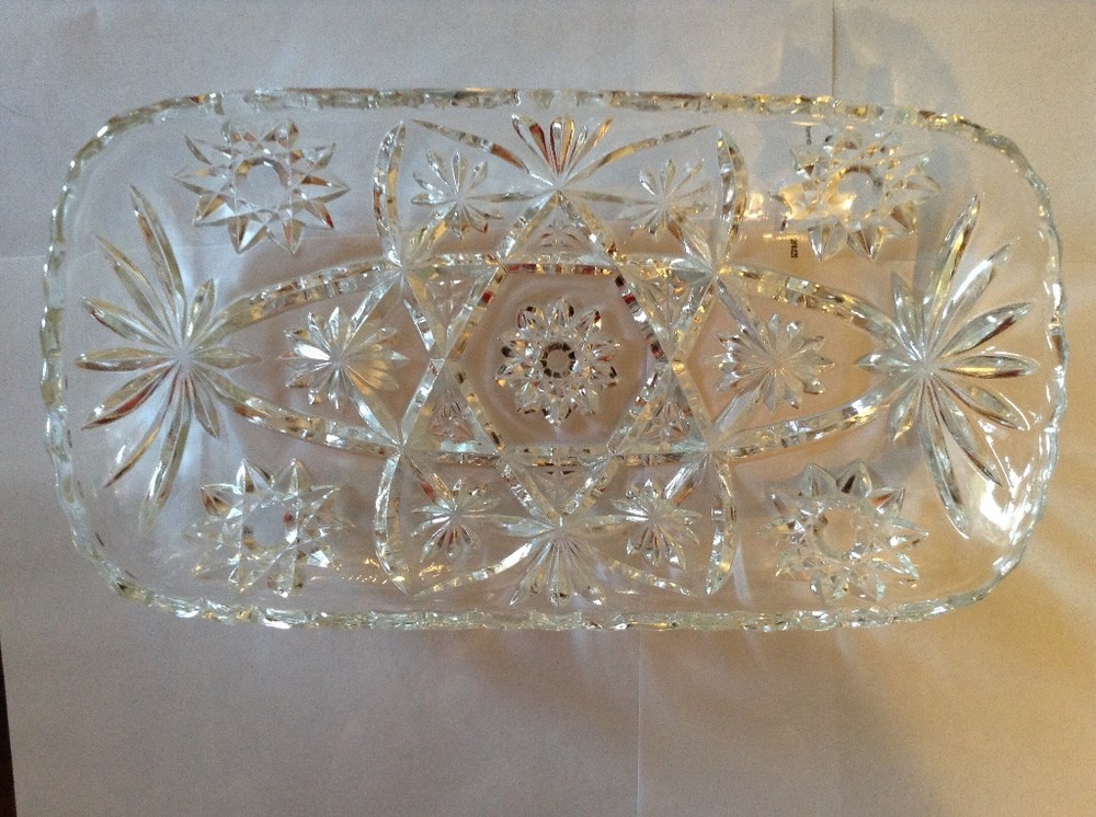 Pressed glass serving dish