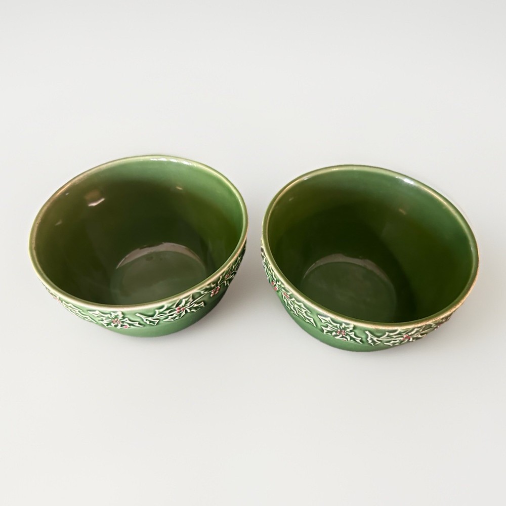 Authentic Kitchen Serving / Mixing Bowls (2) ~ Christmas Holly ~ New ~ 6 Cups