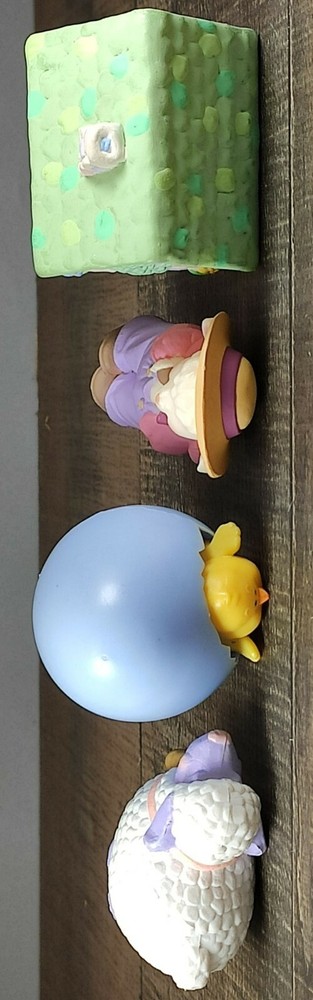 Hallmark Merry Miniatures Easter- Lamb, Chick In Egg, Sheep And Spring Cottage