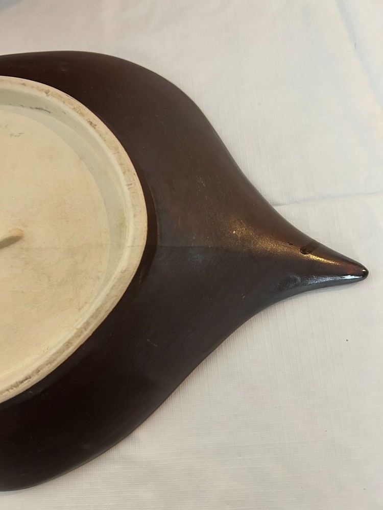 Large - Blue/Green Ceramic Leaf Platter - 16.75" x 10"