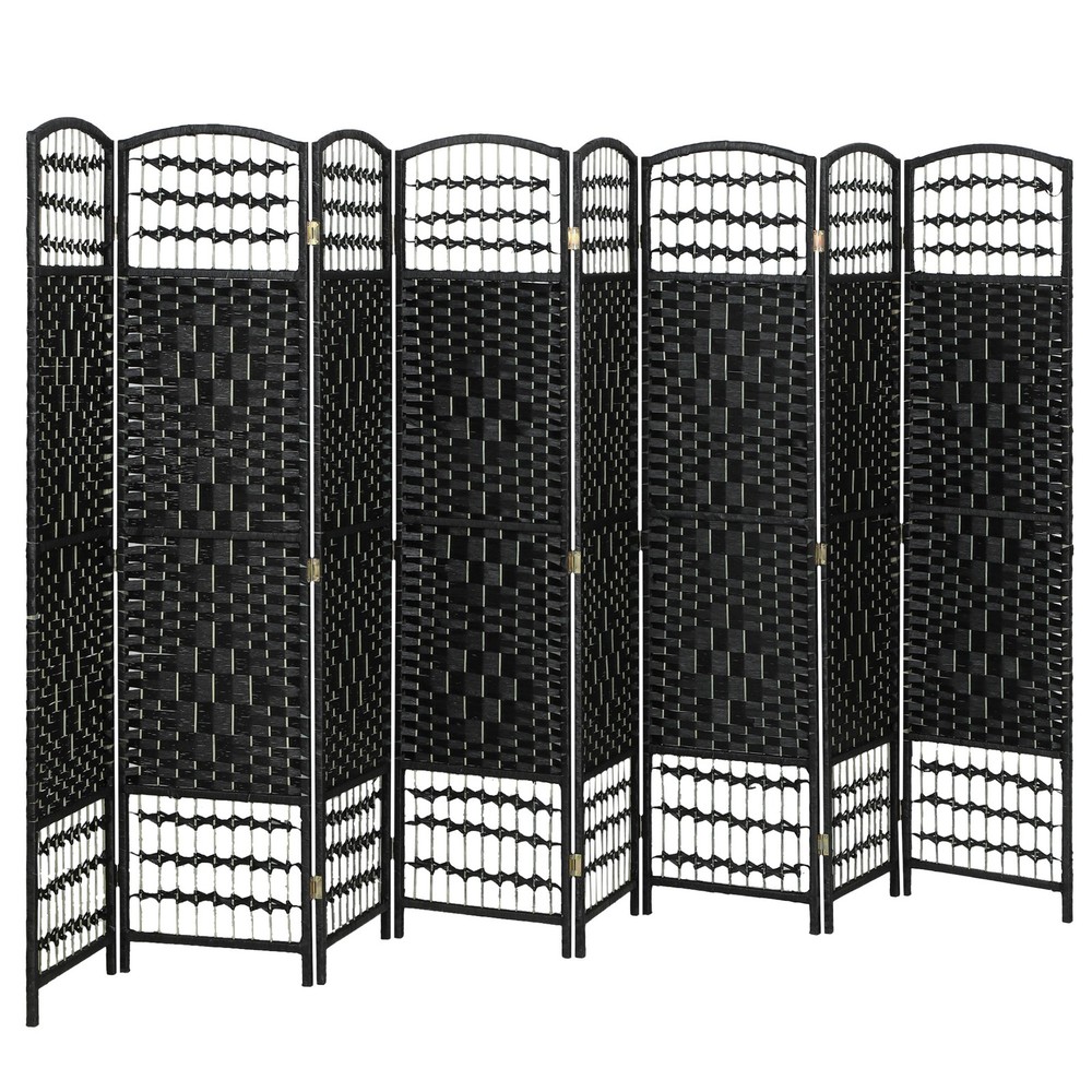 8 Panel Room Divider, Folding Screen, 5.6', Black