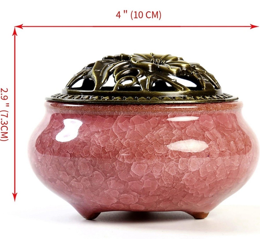 Ceramic Incense Burner with Stick Holder + Insulation use for Violet