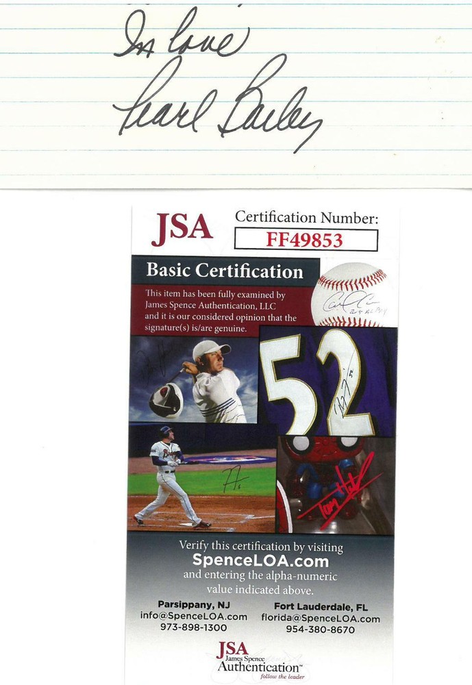 Pearl Bailey Signed Authentic Autographed 2x5 Cream Cut JSA #FF49853