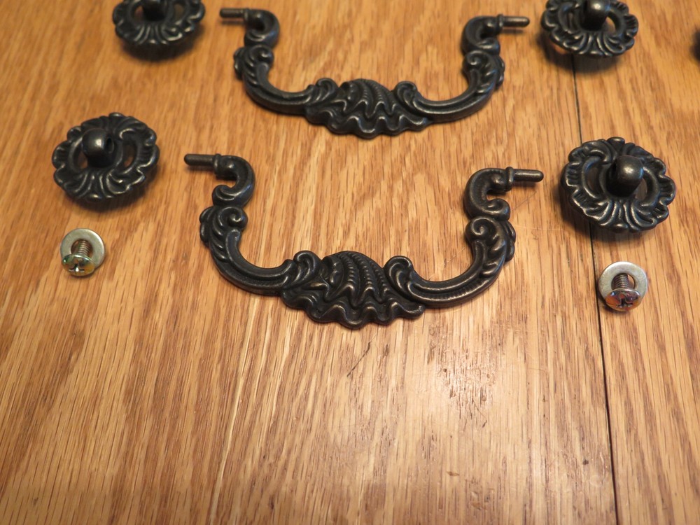 Brass/Dark Tone Drawer Pulls Drop Pulls - Set of 4