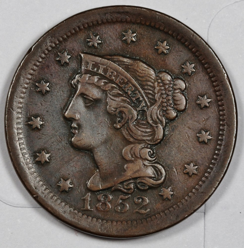 1852 Large Cent.  XF.  202733