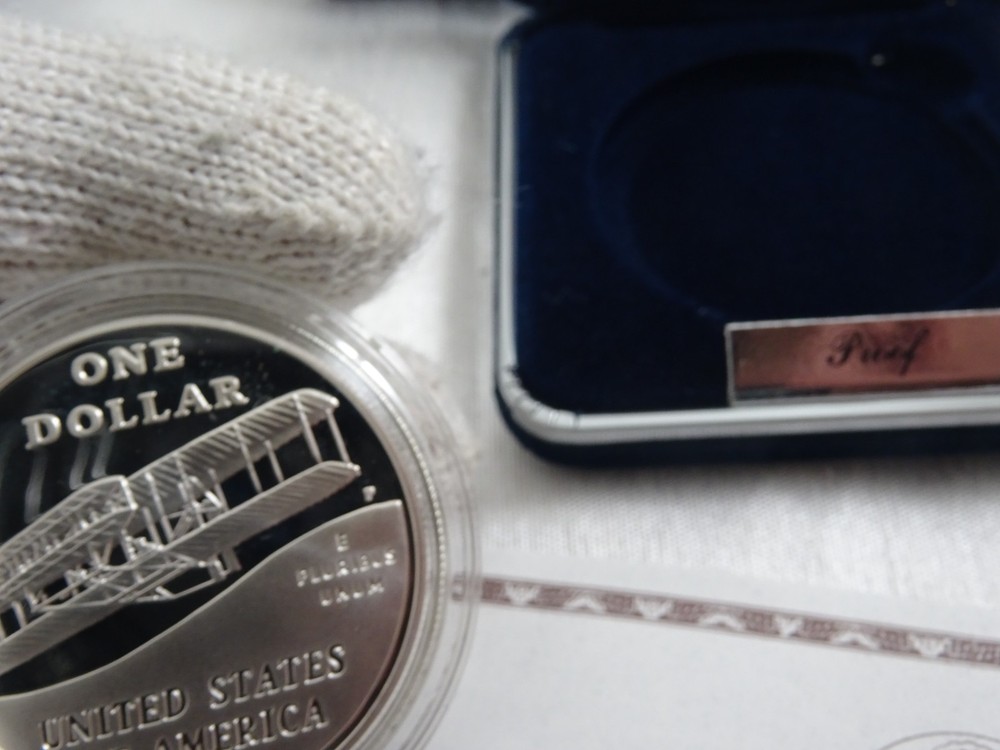 2003 First Flight Silver Dollar Proof Coin & Liberty Wright Monument Half Dollar