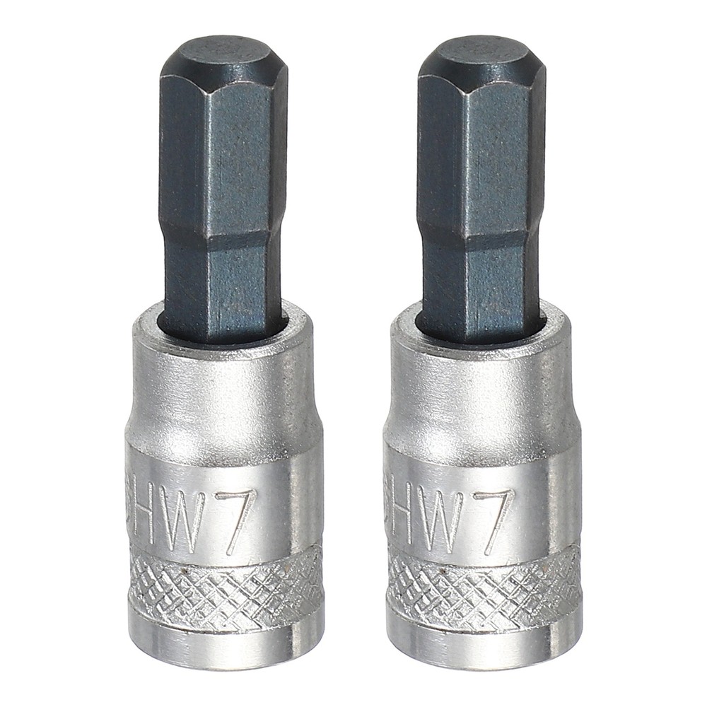 2Pcs Hex Bit Socket H7 1/4" Drive 1.5" Length S2 Steel Bit CR-V Socket