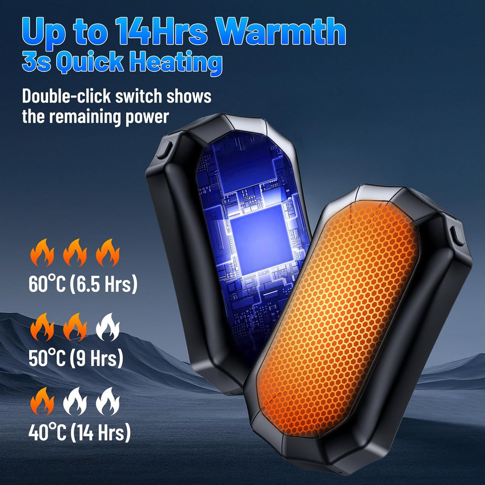 Magnetic Rechargeable Hand Warmers 2 Pack - Electric 3 Adjustable Heating Modes