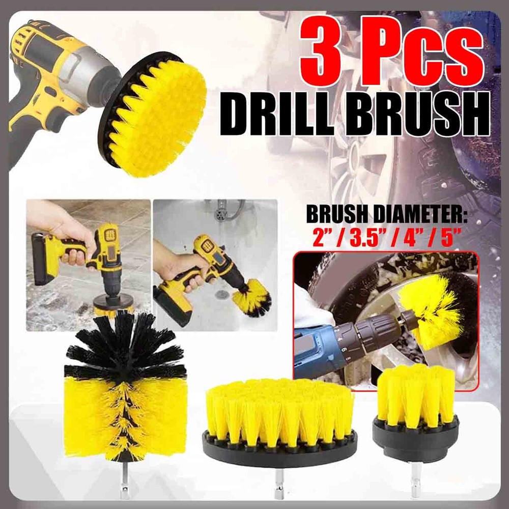 3 Pack Drill Power Scrubber Cleaning Brush, All Purpose Drill Scrub Brushes Kit