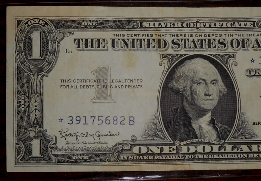 1957 B Silver Certificate Star Note ABOUT UNCIRCULATED - * 39175682 B