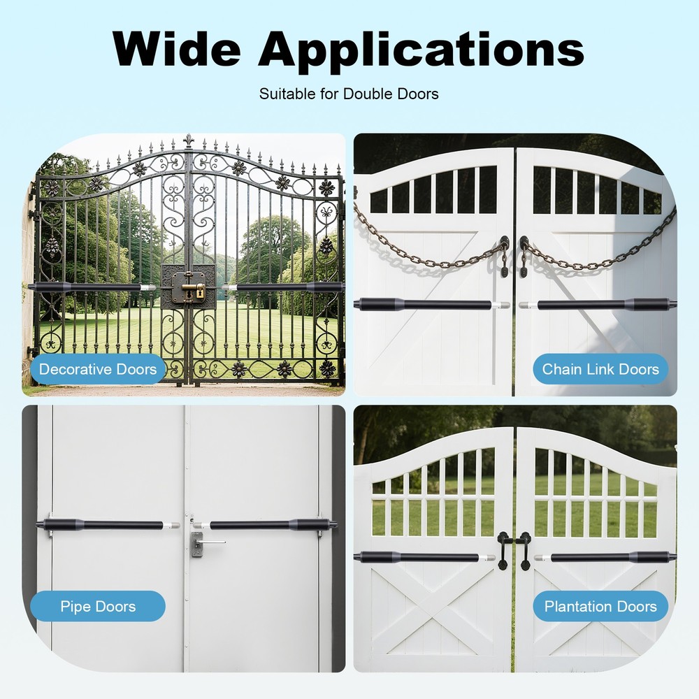 New Automatic Arm Dual Swing Gate Opener Heavy Duty Kit Electric Remote Control