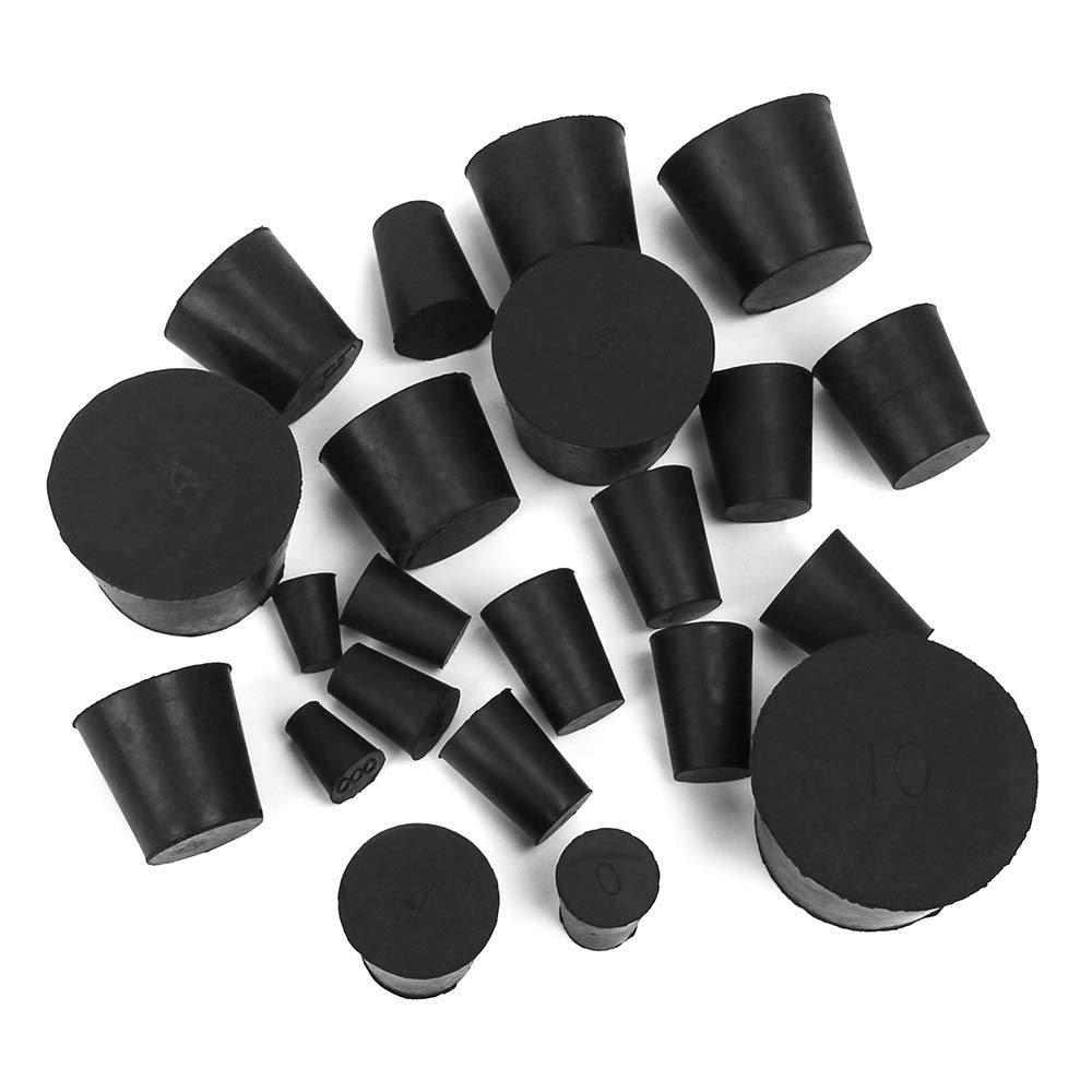 22-Pack 13 Assorted Sizes 000# -10# Solid Rubber Stoppers