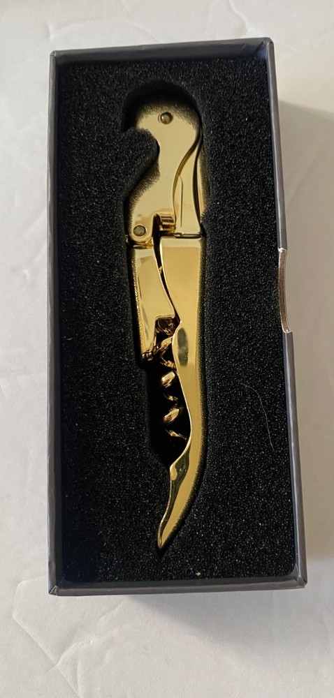 Viski 24K Gold Plated Double Hinged Corkscrew New in Box