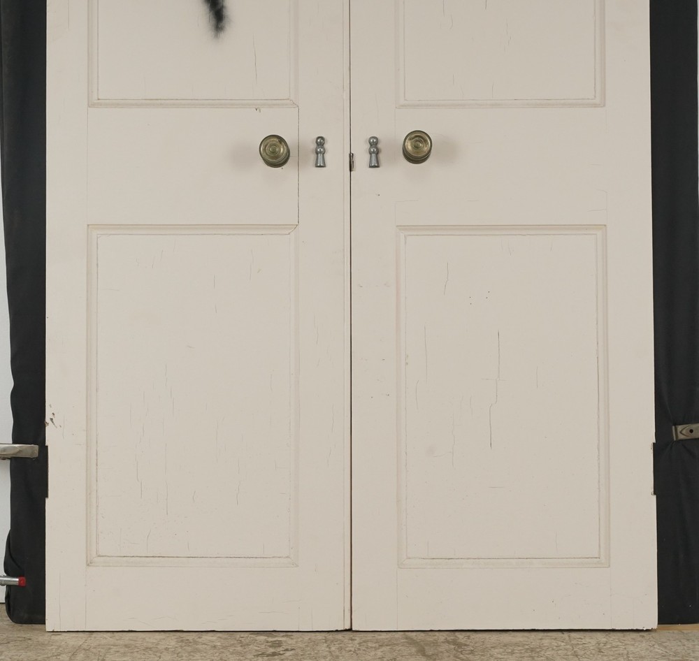 Vintage Three Panel White Passage Double Doors 76.375 x 41.625 in.