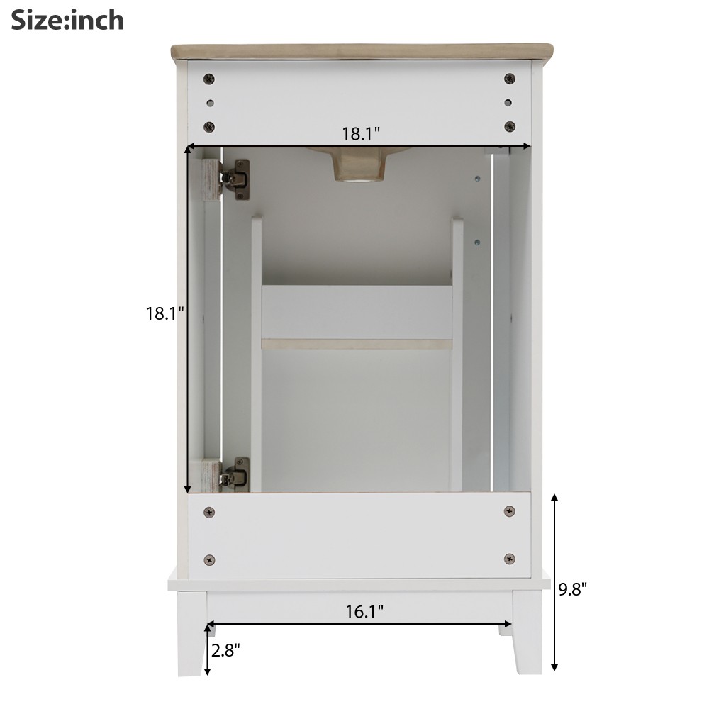 Small Bathroom Vanity Cabinet W Ceramic Basin Ample Storage