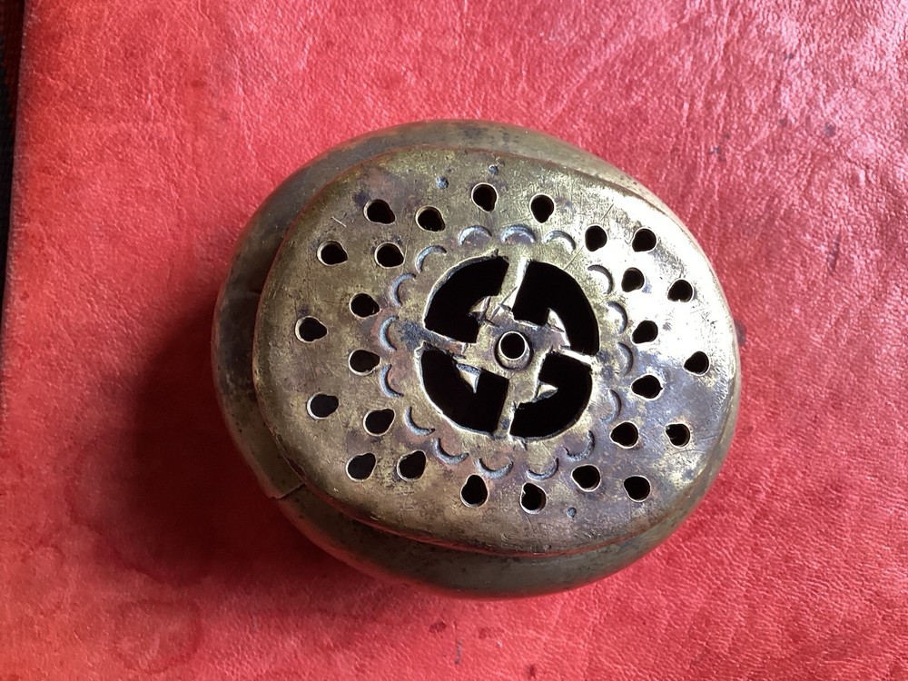 Vintage Chinese Brass Hand Warmer Incense Burner