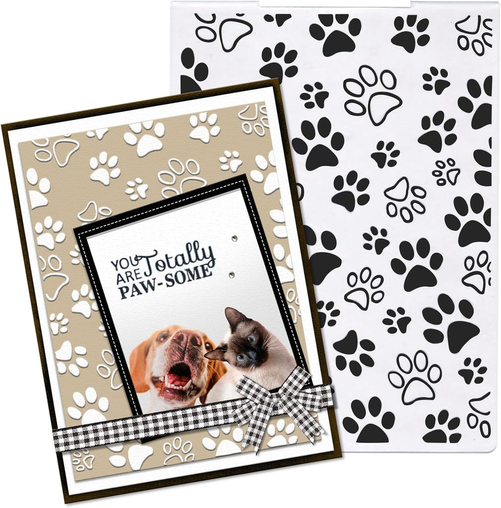 Dog Paw Print Embossing Folder Plastic Template for Card Making Scrapbooking