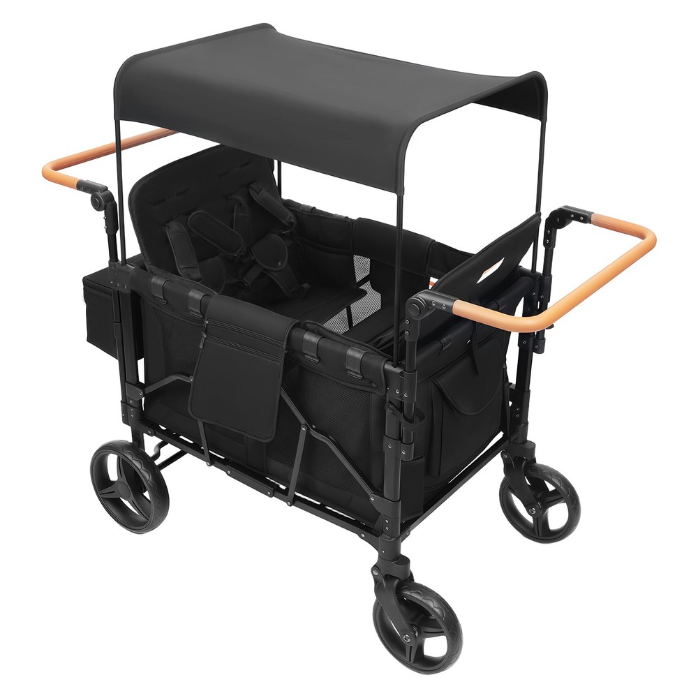 Stroller Wagon 4 Seats Quad Collapsible Stroller with Adjustable Handle & Canopy