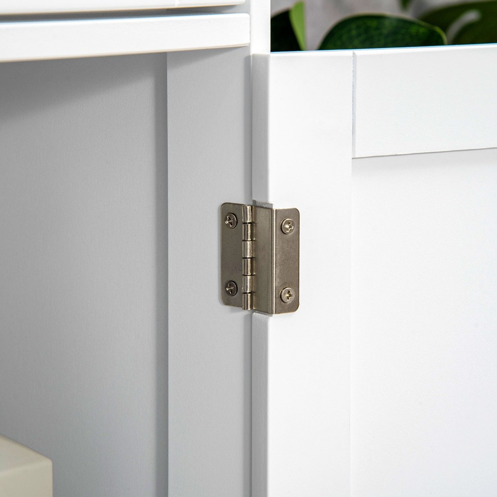 Towel Bathroom Storage Cabinet With Doors Floor Cupboard Adjustable Shelf Small