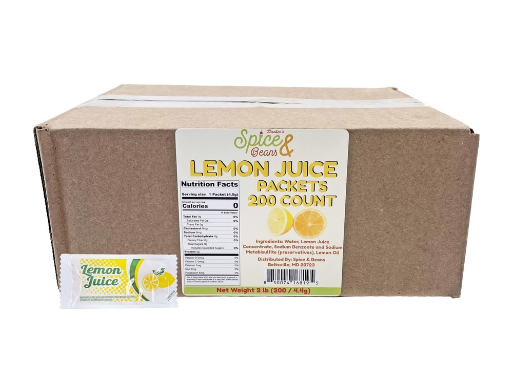 Lemon Juice Portion Control Packets | 200 Count | 4g Packets for Freshness