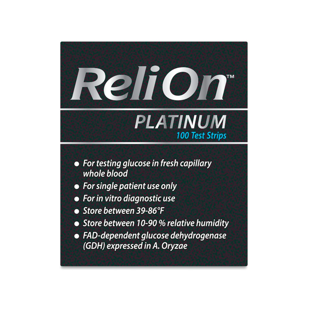 ReliOn Platinum Blood Glucose Test Strips, 50 Count