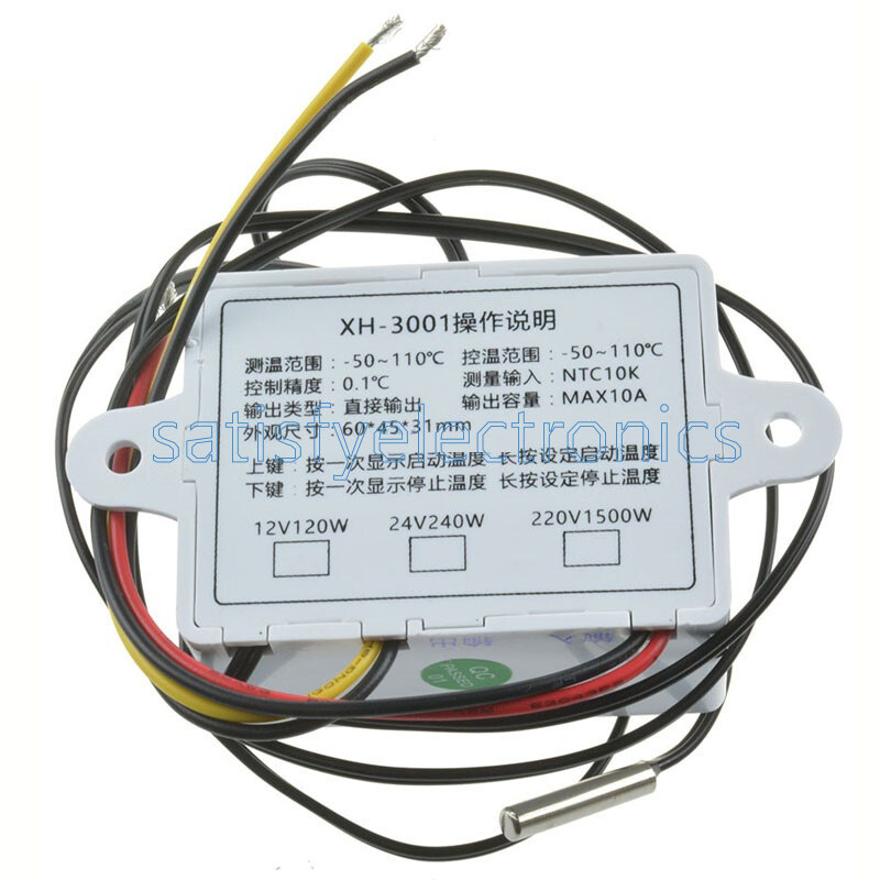 12V Digital LED Temperature Controller 10A Thermostat Control Switch NTC Probe