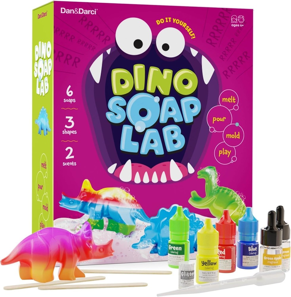 Dino Soap Making Kit: Create & Learn with Dinosaur-Themed DIY Fun for Ages 3-12