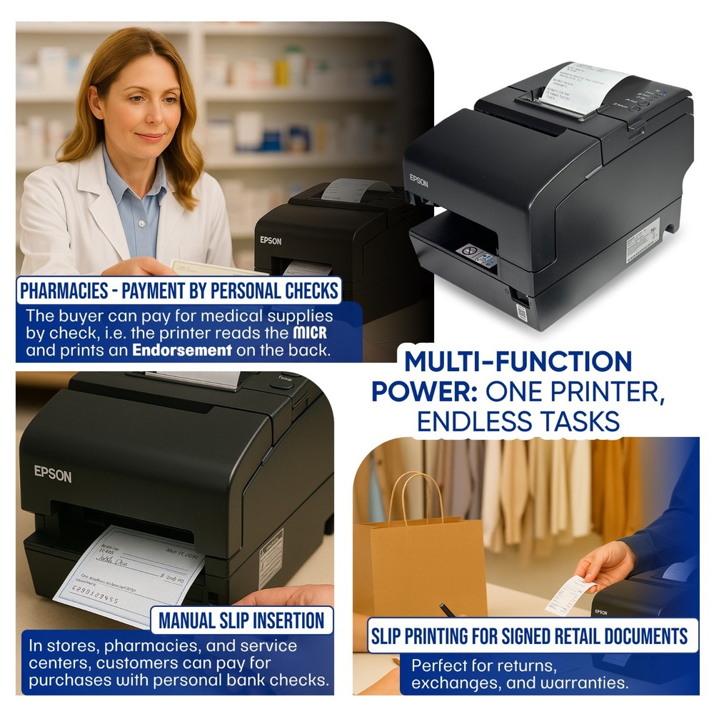 Epson TM-H6000V Multi-function POS Receipt Printer Endorser USB LAN No Adapter