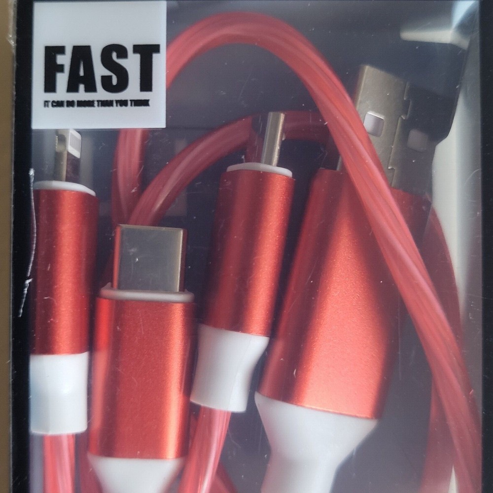Light Up LED 3 in 1 Charging Cord Cable Multi Phone Charger Android USB iPhone