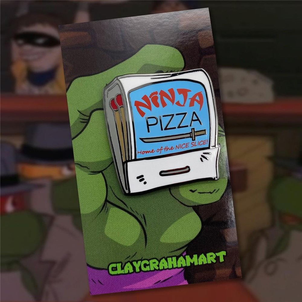 NINJA PIZZA CLASSIC VARIANT ENAMEL LAPEL PIN FROM CLAY GRAHAM