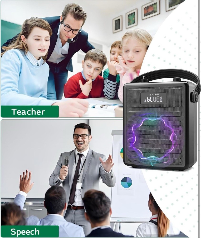 Voice Amplifier with Wireless UHF Microphone, Professional Portable Bluetooth