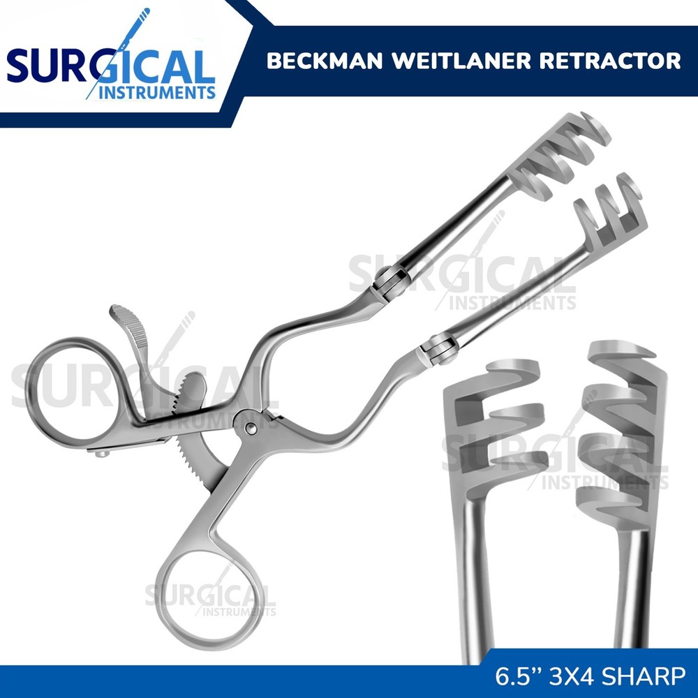 BECKMAN-Weitlaner Retractor 6.5" 3x4 SHARP Hinged Blade Stainless German Grade