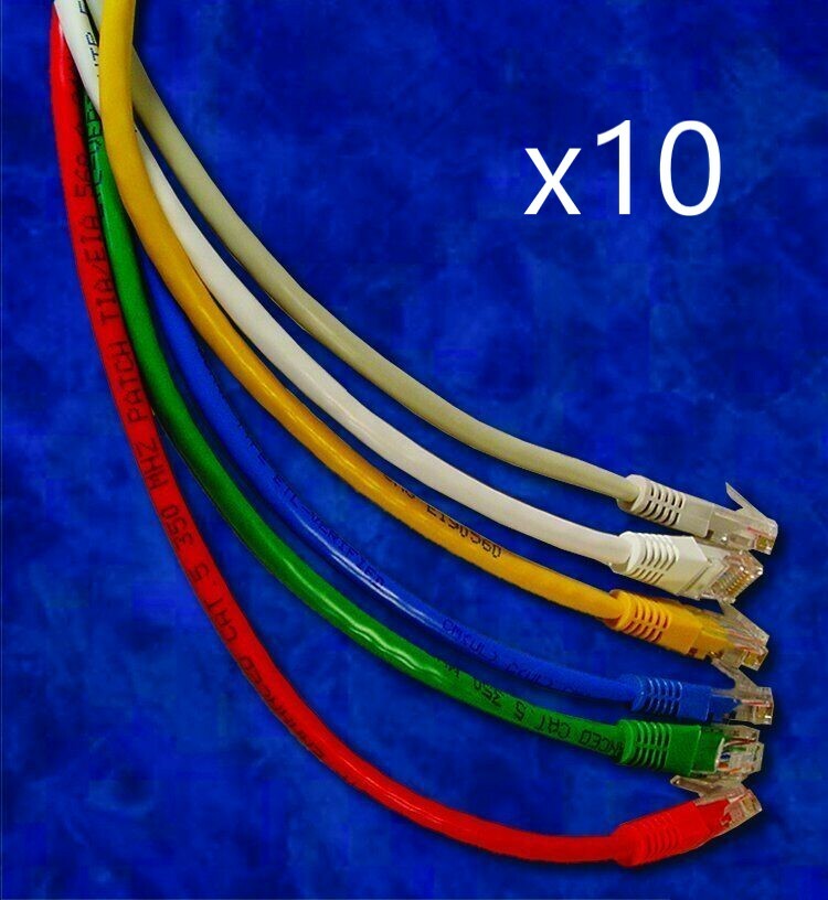 10 Pack - 15ft CAT5e Ethernet Network LAN Router Patch Cable Cord - Pick Colors